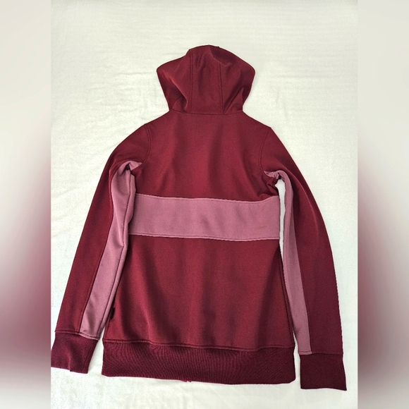 Empyre Womens Hooded Full Zip Fleece Softshell Jacket Coat 2 Tone Burgundy Small - Picture 2 of 7